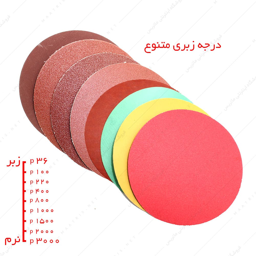 سنباده دیسکی پشت کرکی زبری p80 قطر 180 میلیمتر برند پاکو