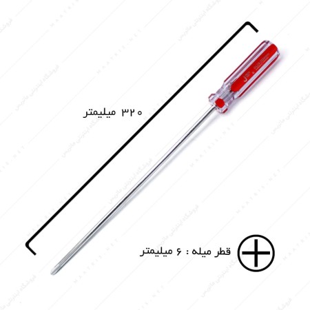 پیچ گوشتی چهارسو قطر 6 طول 250 میلیمتر برند جی تک
