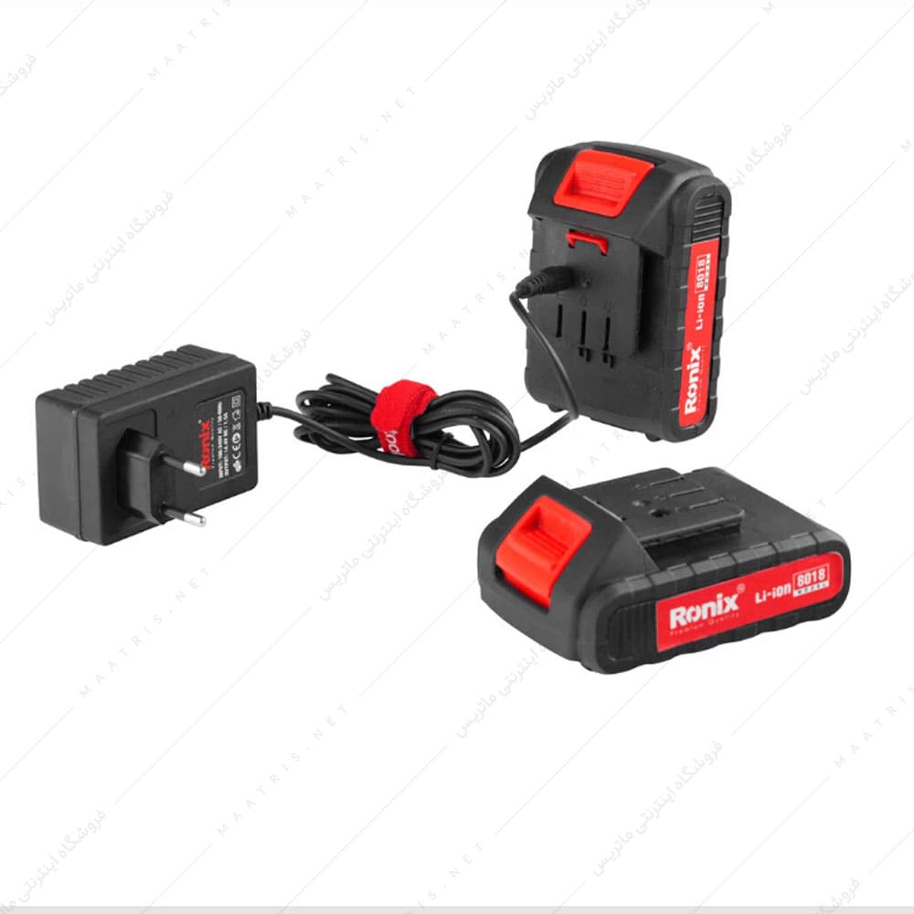 کیت دریل شارژی 18 ولت دو باطری کد RS-8019 برند رونیکس