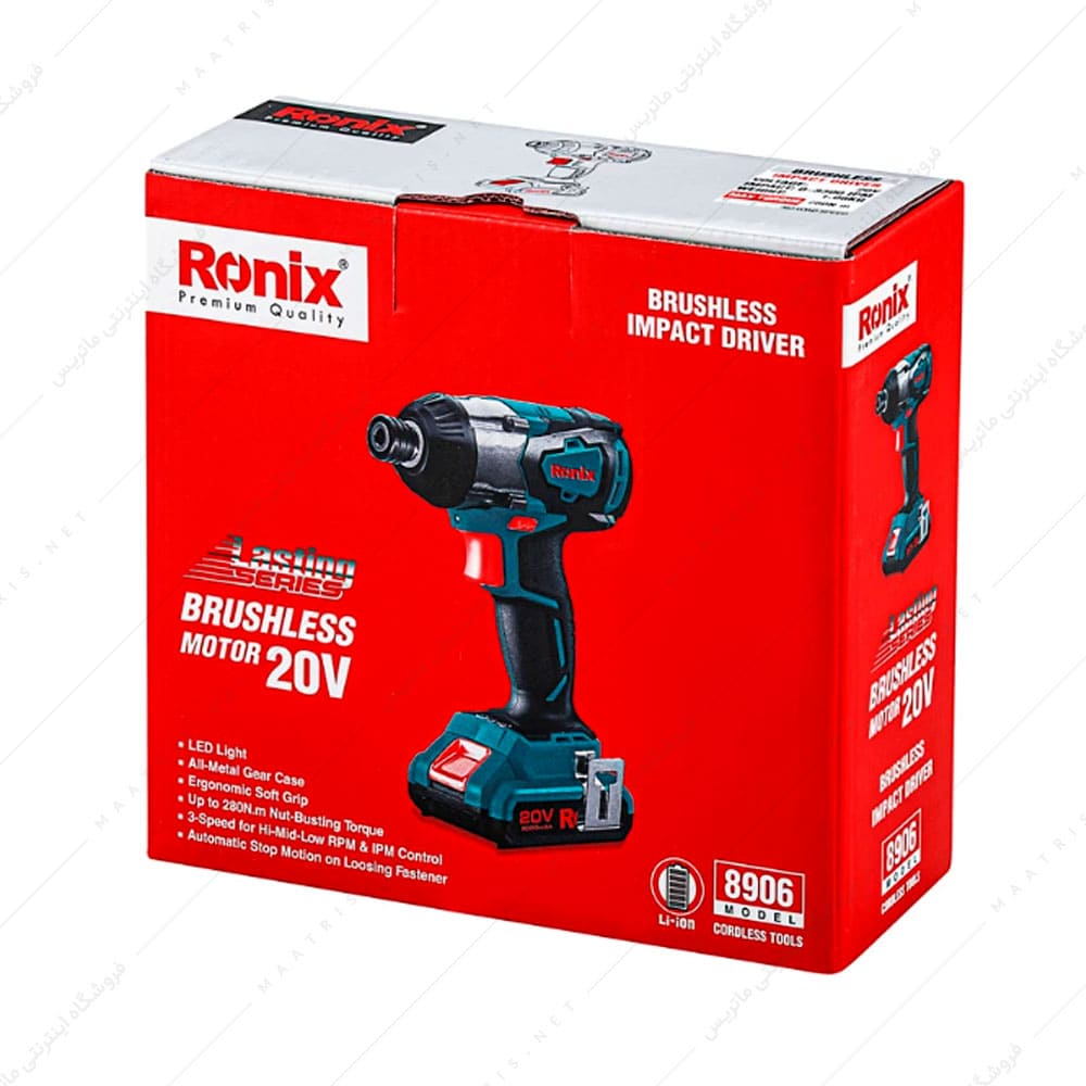 پیچ گوشتی شارژی 20 ولت براشلس کد 8906 برند رونیکس