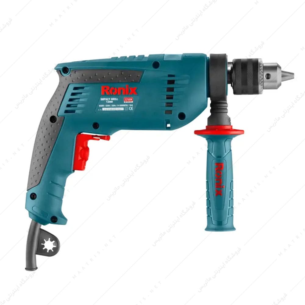 کیت دریل 13 میلی متری چکشی 850 وات کد 2250k برند رونیکس