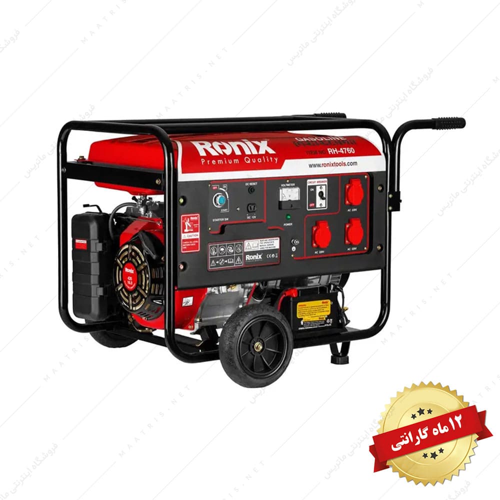ژنراتور بنزینی 6000 وات کد RH-4760 برند رونیکس