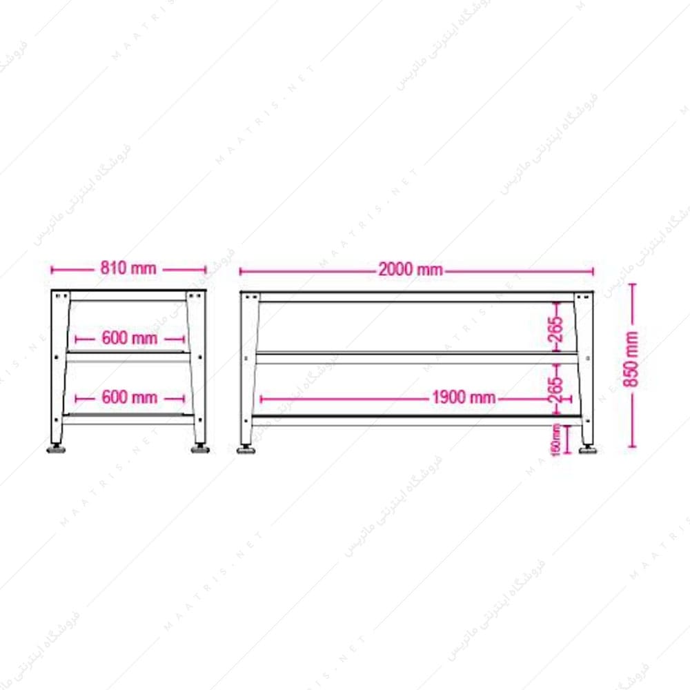 میز کار کارگاهی مدل D-0020-L برند پالت کار