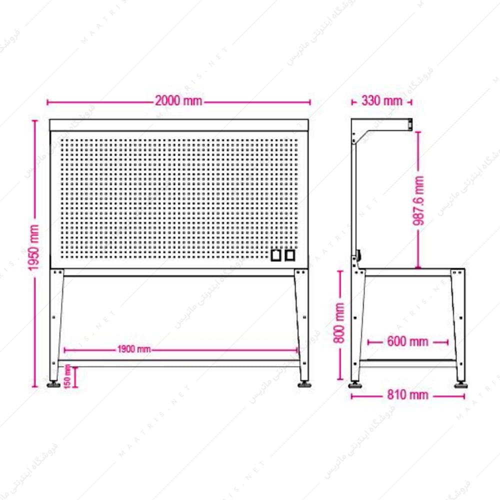 میز کار کارگاهی مدل D-1010-L برند پالت کار