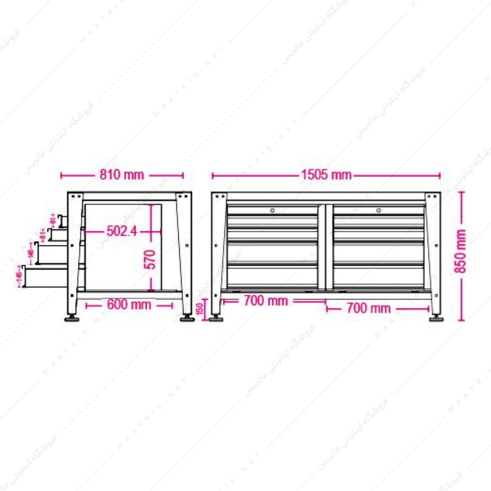 میز کار کارگاهی مدل D-0800-M برند پالت کار
