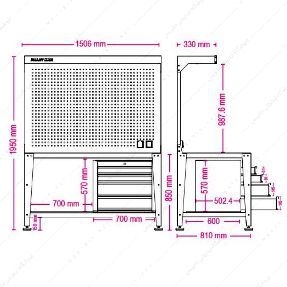 میز کار کارگاهی مدل D-1410-M برند پالت کار