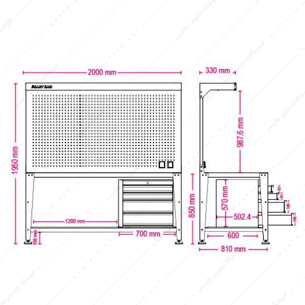 میز کار کارگاهی مدل D-1410-L برند پالت کار