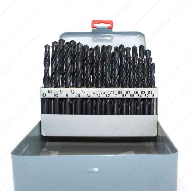 ست مته سایز 1 تا 6 میلی متر دهم دار جنس HSS  با جعبه