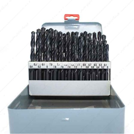 ست مته سایز 1 تا 6 میلی متر دهم دار جنس HSS  با جعبه