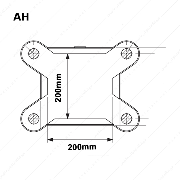 کفشک چدنی سه صفحه ای سطح کار مستطیل چهار راهنما مدل AH/200×200