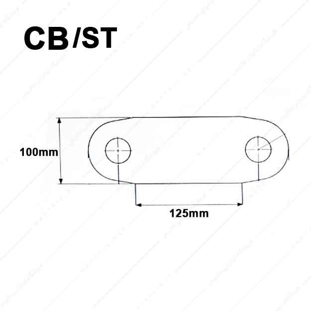 کفشک فولادی سطح کار مستطیل راهنما وسط مدل CB/ST/125×100