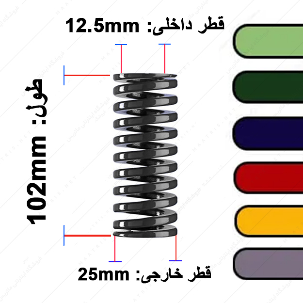 فنر قالب سازی ایتالیایی قطر 25 طول 102 میلی متر