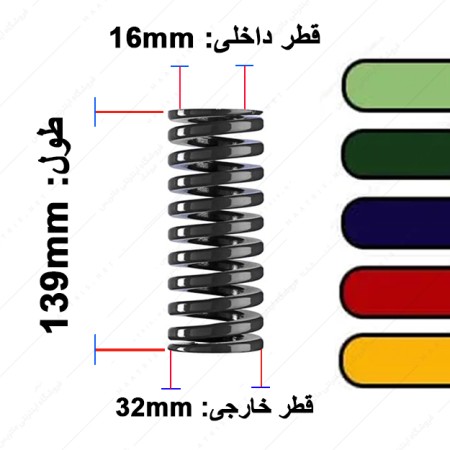فنر قالب سازی ایتالیایی قطر 32 طول 139 میلی متر