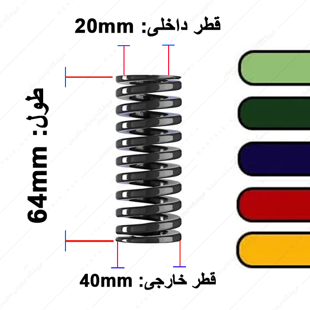 فنر قالب سازی ایتالیایی قطر 40 طول 64 میلی متر